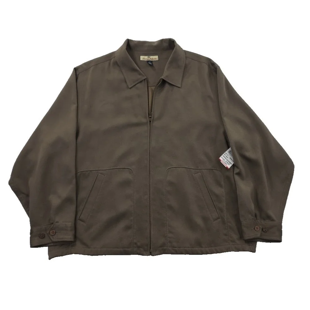 Tommy Bahama 100% Silk Full Zip Jacket Mens M Slick Green Rayon Lined NEW NWT